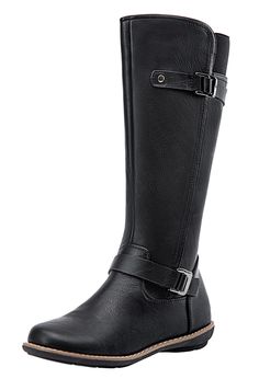 PRICES MAY VARY. ✔ Riding boots for women with high quality synthetic leather upper. ✔ Women's tall boots with elastic mouth top and side zipper for your feet to be more comfortable. ✔ Knee-high boots with retro decorative buckle strap design add you fashion sense and let you exude glamour. ✔ Women's knee high boots suitable for a variety of outfits,such as jeans,leggings,also perfect for walking and shopping. ✔ The women's riding boots have a heel height of about 0.7"inches and a shaft height o Womens Tall Black Boots, Horseback Riding Boots, Style Riding Boots, Comfortable Womens Boots, Womens Fall Boots, Womens Boots Knee High, Flat Riding Boots, Women's Knee High Boots, Long Black Boots