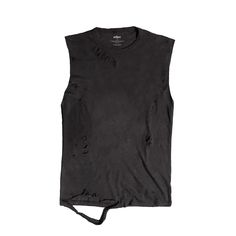 Thrasher Tank - Black | Other | Wolf & Badger Distressed Crew Neck Muscle Tee For Streetwear, Washed Black Crew Neck Muscle Tee For Summer, Summer Washed Black Crew Neck Muscle Tee, Fitted Distressed Cotton Tank Top, Distressed Fitted Cotton Tank Top, Casual Sleeveless Ripped Top, Crew Neck Cotton Tank Top With Distressed Detail, Distressed Cotton Tank Top With Crew Neck, Distressed Cotton Crew Neck Tank Top