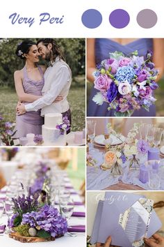 the wedding color scheme is purple and lavender