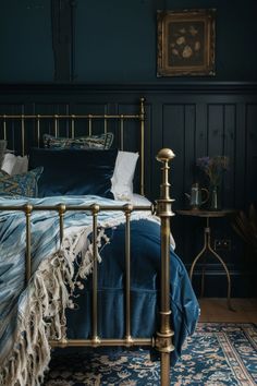 A beautifully styled dark bedroom with vintage furniture, moody lighting, and earthy tones, showcasing the charm of a dark cottagecore aesthetic bedroom and inspiring cozy cottagecore ideas for unique bedroom ideas.