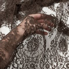 Jacklin is a elegant brown lace fabric, perfect to design tops, blouses, shirts, dresses or evening gowns. Composition: PL/CO Width: 155 cm Colour: brown Pattern: floral Weight: 70 gr/m2 Our fabrics are sold per 10cm. Minimum order is 10cm for a sample size. To order 100cm of fabric, fill in 10 as a quantity. Your fabrics will be cut in one piece Brown Lace Fabric, Brown Fabric Texture, Brown Lace Dress, Brown Shawl, Black Lace Fabric, Summer Sewing, Diy Skirt, Fashion Design Portfolio, Moon Collection