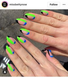 Neon Powder Nail Art, Katherine Sabbath, Fancy Nail Art, Issa Vibe, Nail Jewels, Dope Nail Designs, Get Nails, Neon Nails, Prom Nails