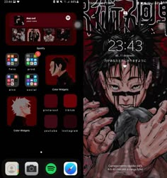 an iphone screen with the anime theme on it