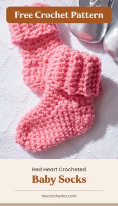 a crocheted baby sock with the text free crochet pattern