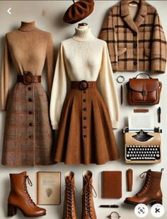 Vintage Outfits Autumn, Classy Outfits Autumn, Aesthetic Fall Outfits Vintage, Autumn Vintage Outfit, Casual Fall Outfits For Women 2024, Vintage Work Outfit, Vintage Autumn Outfits, Academia Fall Outfits, Dark Autumn Outfits