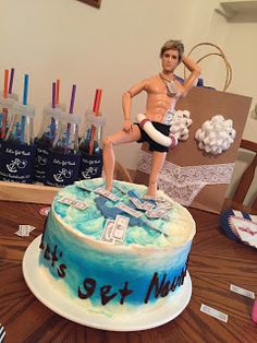 there is a cake that has a man on it