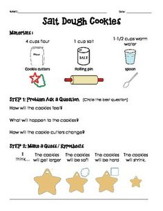 the instructions for making dough and cookies are shown in this worksheet with pictures