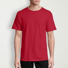 Crafted for quality and designed for comfort, our short-sleeve tees for men boast a timeless crewneck design that never goes out of style. Wear as a bottom layer or as your only layer - this wardrobe essential is just that versatile. Made from cotton or a cotton-rich blend depending on the color, this classic men's t-shirt features sturdy details like double-needle stitching and shoulder-to-shoulder taping. Comes in a handy 4-pack. Features: Multi-PackClosure Type: Pullover HeadFit: Classic FitN Red Cotton Short Sleeve T-shirt, University Red Cotton Crew Neck T-shirt, Basic Red T-shirt With Relaxed Fit, University Red Short Sleeve Cotton Top, University Red Cotton Short Sleeve Top, Red Short Sleeve T-shirt, Relaxed Fit Red Pre-shrunk T-shirt, Red Relaxed Fit Pre-shrunk T-shirt, Crewneck Design