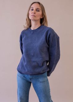 Perfectly worn and faded vintage sweatshirt in Navy. Create a classic, timeless look with this effortlessly cool sweatshirt. Made from faded vintage fabric, you'll never want to take it off. All vintage is unique and may have small signs of wear from years of loving wear. Vintage is final Sale Soft-washed Blue Sweatshirt For Fall, Washed Blue Crew Neck Sweatshirt Soft-washed, Washed Blue Crew Neck Sweatshirt For Fall, Cozy Acid Wash Cotton Sweatshirt, Washed Blue Crew Neck Sweatshirt For Winter, Crew Neck Washed Sweatshirt, Acid Wash Relaxed Fit Sweatshirt For Everyday, Everyday Washed Crew Neck Sweatshirt, Winter Distressed Crew Sweatshirt