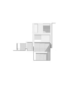 the floor plan for an apartment building with two floors and three levels, all in white