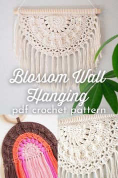 three different pictures with the words blossom way hanging on it and two crochet patterns