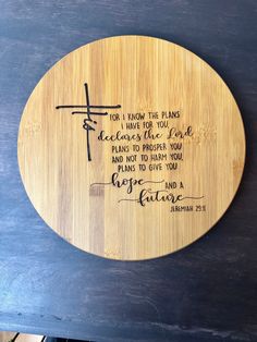 a wooden plaque with a cross on it that says, you know the plans i have for you