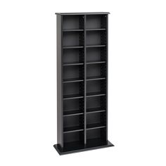 Attractive and versatile, the Double Multimedia Storage Tower is a practical storage solution for your media collection. Its shelves, separated by a central divider, boast room for over 300 CDs. Each shelf is fully adjustable, meaning you're free to customize according to your collection's needs. Fill and sort through your collection with ease, thanks to the horizontal storage. Attractive and functional, this tower is perfect for the casual collector. Prepac Media Storage Black Transitional Particleboard Media Cabinet | BMA-0320 Multimedia Storage, Media Storage Tower, Media Tower, Cd Rack, Media Shelf, Media Storage Cabinet, Stairs Storage, Game Storage, Storage Towers