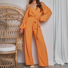 New With Tags Vici And Skylar Rose Jumpsuit In Size S. Summer Off-shoulder Loungewear Jumpsuits And Rompers, Orange Long Sleeve Jumpsuits And Rompers For Summer, Orange Jumpsuits And Rompers For Spring Loungewear, Spring Orange Jumpsuits And Rompers For Loungewear, Orange Jumpsuit For Spring Loungewear, Spring Orange Jumpsuit For Loungewear, Spring Brunch Overalls Jumpsuits And Rompers, Spring Brunch Overalls And Jumpsuits, Spring Brunch Overalls