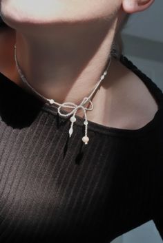 Amazing combination of sterling silver with freshwater pearls, shells stones and cat eye's stones. Balletcore necklace Cats Eye Stone, Choker Necklaces, Dainty Jewelry, Dainty Necklace, Necklace Gift, Beaded Embroidery, Pearl Jewelry, Silver 925, Freshwater Pearls