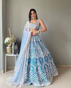 Blue Indian Designer Lehenga Choli for Women Party WearEtsy Blue Lehenga Choli, Lehenga Choli Latest, Indian Wedding Lehenga, Indian Bridesmaid Dresses, Lehenga Choli For Women, Choli For Women, Sabyasachi Lehenga