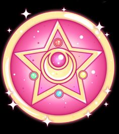 a pink and yellow star with stars around it