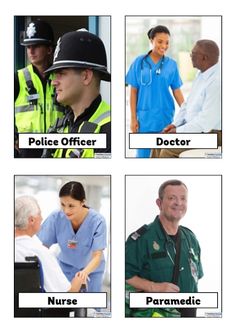 four different pictures of police officers and paramedic in the same photo, each with an individual's name