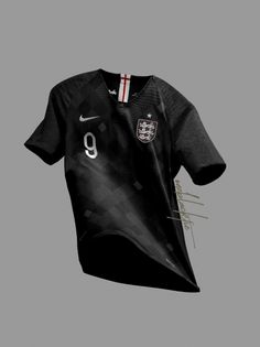 Nike England Blackout Jersey Concept Concept Football Jersey, Rugby Jersey Design, Football Jersey Design, Football Training Kit, England Kit, Team Shirt Designs, Design Squad, Football Team Shirts