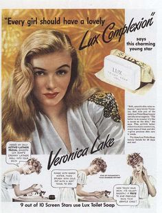 an old ad for soap from the 1950's shows a woman with long blonde hair