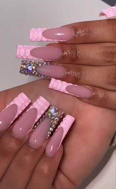 Medium Nail Designs, Pink Tip Nails, Acrylic Medium, Acrylic Toe Nails