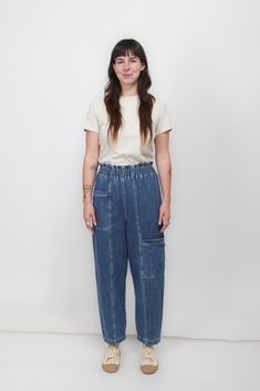 Rally Pants - June Silhouette Cut, Denim Wash, Carry On, Trousers, California, Sewing, Pants, How To Wear, Clothes