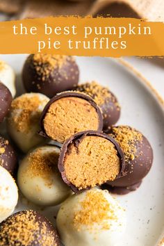 the best pumpkin pie truffles on a white plate