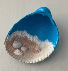 Hand crafted seashell ring holder/decoration. Made from SW Florida seashells. Measures approx. 4" x 4.5". Painting On A Seashell, Things To Do With Seashells, Things To Do With Shells, What To Do With Sea Shells, Conch Shell Crafts, Beach Shell Crafts, Shell Painting Ideas, Diy Seashell Crafts