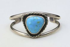 Vintage Sterling Silver Bright Blue Turquoise Cuff Bracelet Southwestern Signed Luxury Blue Kingman Turquoise Sterling Silver Bracelet, Luxury Artisan Turquoise Cuff Bracelet, Cuff Bracelets Diy, Turquoise Bracelet Cuff, Turquoise Cuff, Sterling Silver Cuff Bracelet, Stone Work, Coral Turquoise, Sterling Silver Cuff