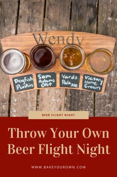 beer flight with the words, throw your own beer flight night on it and four different types