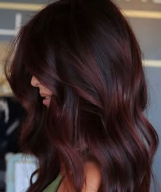 Fall Winter Hair Color, Red Balayage Hair, Rambut Brunette, Fall Hair Color For Brunettes, Dark Red Hair, Long Hair Color, Burgundy Hair, Winter Hair Color, Hair Color And Cut