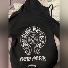 Chrome Hearts New York Exclusive Zip Up Hoodie. Brand New Rare Hoodie. Item Includes Store Bag And Matches I Heart New York Sweater, Chrome Hearts Hoodie, Horseshoe Logo, Chrome Hearts, Zip Up Hoodie, Black Fashion, Zip Ups, White And Black, Men Sweater