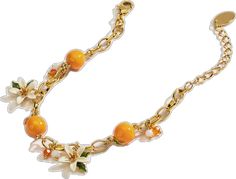 Orange Flower Bracelet For Gift, Orange Necklaces, Fruit Bracelet, Orange Bracelet, Orange Necklace, 18k Gold Bracelet, Simple Gift Wrapping, Jewelry Details, Simple Gifts