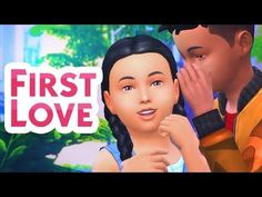 an animated image of a man and woman with the words first love