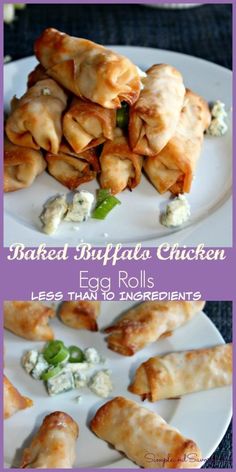 baked stuffed chicken egg rolls on a white plate