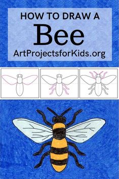 how to draw a bee for kids with the title, how to draw a bee