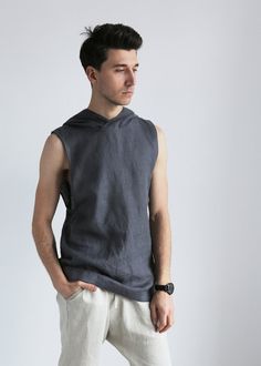 Mens sleeveless linen t-shirt Summer shirt Shirt for men Hooded t-shirt Gray t-shirt Sleeveless Sing Mens Sleeveless Shirt Outfit, Sleeveless T Shirt Men, Sleeveless Top Men, Mens Sleeveless Shirt, Men’s Sleeveless Shirt, New Clothing Trends, Men Fashion 2020, Yoga Men, Polarized Sunglasses Women