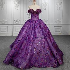 Purple Elegance: Glitter Sequins Beaded Ball Gown Party Quinceañera Dresses Beaded Ball Gown, Dark Purple Dresses, Quinceañera Dresses, Beaded Ball, Purple Dresses, Dress Sequin, Sweet 16 Dresses, Couture Gowns, Sequin Beading