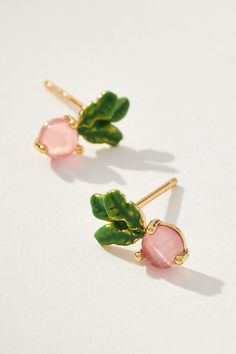 14k gold-plated brass, acrylic, enamel Post styling Imported | Veggie Post Earrings by Anthropologie in Pink, Women's, Acrylic/Gold/Plated Brass Masc Cottagecore, Anthropologie Gifts, Pink Fits, Anthropologie Jewelry, Photoshoot Inspo, Funky Jewelry, Colorful Earrings, Wellness Gifts, Classy And Fabulous