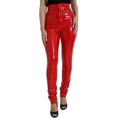 Step Into Luxury With These Gorgeous High-Waist Skinny Pants From Dolce Gabbana. Tailored To Perfection, These Vibrant Red Trousers Are A Stunning Blend Of Comfort And High Fashion. Designed To Flatter And Crafted With The Finest Materials, They Feature A Slim Silhouette That Elongates Your Legs, Topped With A Classic Zipper Closure For A Seamless Fit. Logo Details Add A Touch Of Brand Prestige, Making These Pants A Must-Have For Any Style-Conscious Wardrobe. Perfect For Adding A Pop Of Color To Luxury Red Fitted Bottoms, Luxury Fitted Red Bottoms, Luxury Fitted Bottoms For Party, Luxury High Waist Pants, Designer Fitted Trousers, Red Fitted Pants For Party, Fitted Red Pants For Party, Luxury Fitted Full Length Bottoms, Red Fitted Trousers