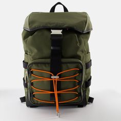 • Fixed handle and adjustable straps
 • Flap closure
 • Printed logo
 • Leather edges
 • Several pockets and zipped compartments
 • Made of nylon
 • Adjustable closure with drawstring Monochromatic Palette, In Style, Contemporary Style, Gentleman, Fashion Forward, Adjustable Straps, Modern Design, Off White, Backpacks