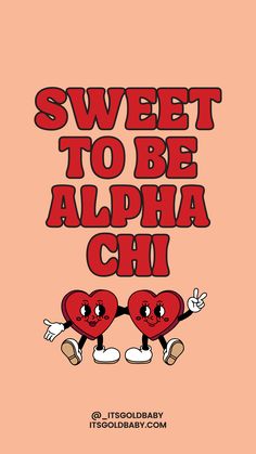 two hearts with the words sweet to be alpha phi on them in red and black