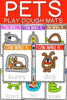 an animal themed play dough mats with the words i can make a bunny and a dog