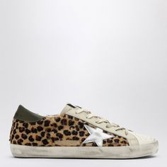 Sneaker Di Golden Goose In White Leather And Leopard Print Pony Skin Upper, Featuring Perforated Round Toe, Lace-Up Fastening, Silver Metallic Leather Star Patch On Side, Logo Tag On Tongue, Logo On Side, Olive Green Leather Heel And Rubber Sole. Size Type: It Material: Polyester Sku: 2f-Gwf00101f006117/P_golde-82703_500 Welcome To The Official Luosophy Poshmark Closet! Luosophy Is A Luxury Brand Reselling Company Founded In San Diego, Ca From 2016. All Our Products Are Imported From Italy And S Brand Sneakers, Leopard Print Sneakers, Goose Sneakers, Leopard Sneakers, Golden Goose Sneakers, Golden Goose Shoes, Golden Goose Deluxe Brand, Brown Sneakers, Logo Tag