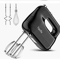 an electric hand mixer with attachments and tools in front of the image on a white background