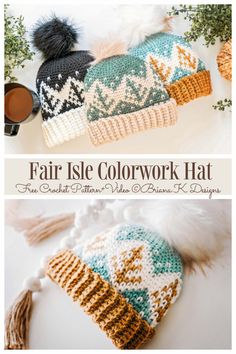 the fair isle colorwork hat is knitted in two different colors