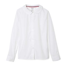 PRICES MAY VARY. Cotton Blend Poplin 50 Wash Tested Shrink & Fade Resistant Wrinkle No More Fabric For Easy Care Runs small Inner Back Neck Insert & Yoke Back Darts Modern Peter Pan, Peter Pan Blouse, Shirt Wrinkles, Peter Pan Collar Blouse, Uniform Shirts, Pan Collar, Peter Pan Collar, Girls Long Sleeve, Dress Codes