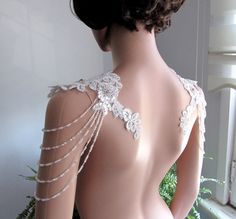 Bridal Gown Shoulder Straps Beaded Boho Wedding Dress - Etsy Turkey Fitted Embellished Lace For Wedding, Elegant Beaded Lace Bridal Accessories, Elegant Beaded Lace For Wedding, Elegant Beaded White Wedding Dress, Wedding Dress Accessories Jewelry, Dress Accessories Jewelry, Shoulder Jewelry, Wedding Dress Accessories, Boho Wedding Dress