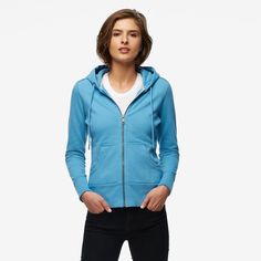 , Sky Blue Womens Active Wear, American Giant, Active Wear Outfits, Comfy Cozy, Cotton Hoodie, Womens Activewear, Full Zip Hoodie, Hooded Sweatshirt, Sky Blue