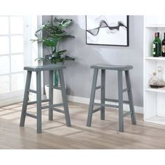 Perfect pulled up to kitchen islands, breakfast bars, and pub tables, this product sports a casual look fit for any aesthetic. This set includes 3 stools crafted from solid wood. It features a clean-lined and traditional design, which pairs with a neutral finish that blends in with any aesthetic. Plus, the backless saddle seat slides neatly beneath counters and tabletops to save space. Slightly weathered detailing gives this product the look of a well-loved accent piece. Red Barrel Studio® Seat Kitchen Counter Height, White Counter Stools, Grey Bar Stools, White Counters, Entertaining Space, Saddle Seat, Wood Bar Stools, Counter Bar Stools, Pub Table